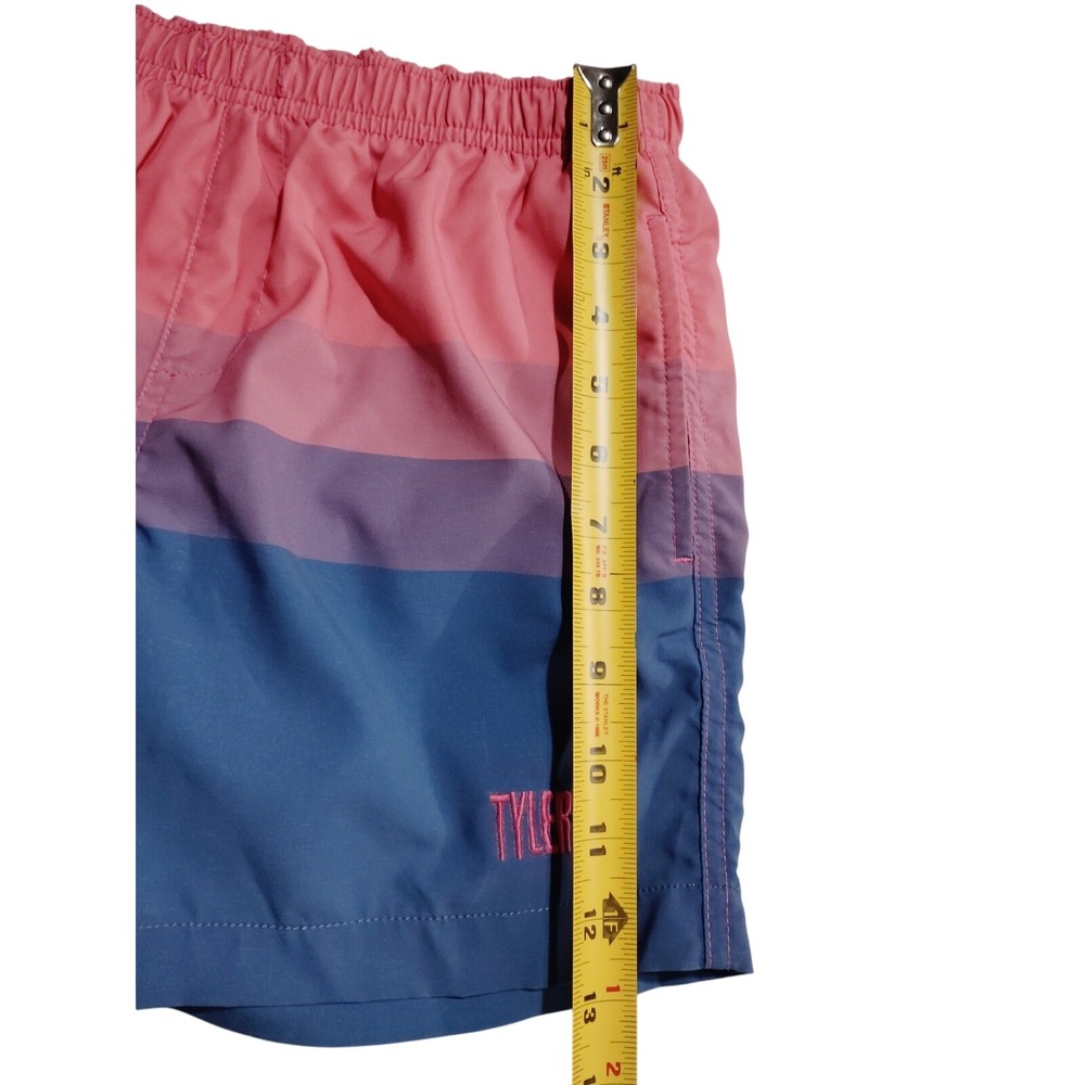 Tylers Youth Medium Swim Trunks Pink Purple Blue Striped Board Shorts Texas Logo - Picture 4 of 8
